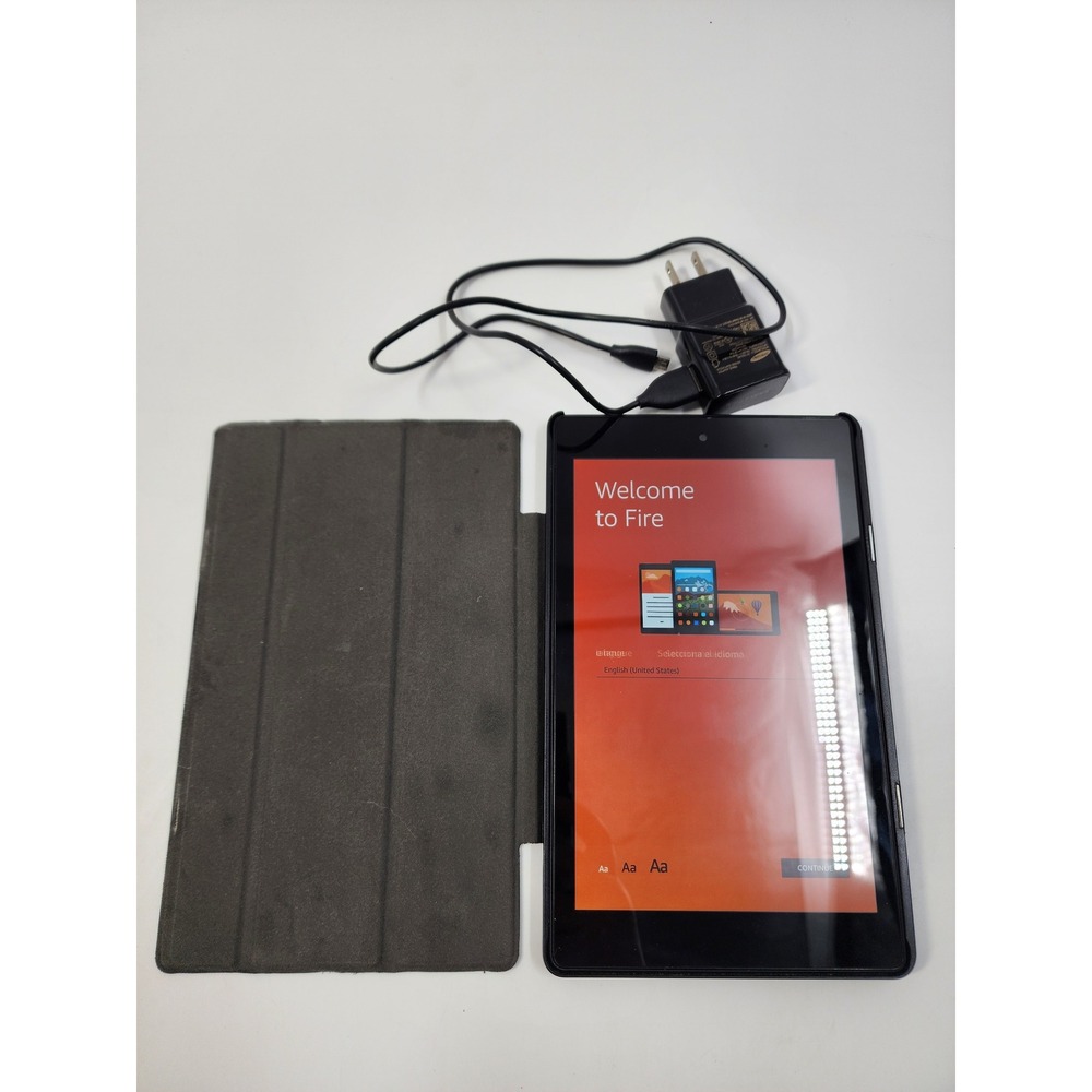Amazon Fire 7 Tablet Model SX034QT Black with Fintie Case and Charger Bundle
